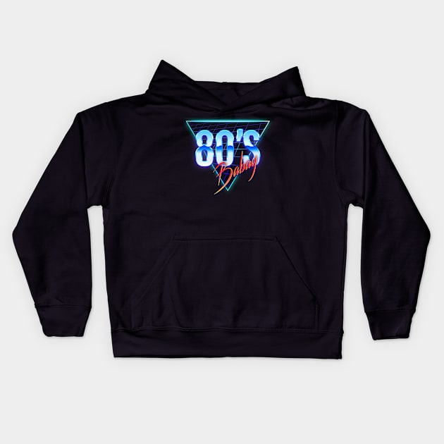 80's Baby Kids Hoodie by DeekayGrafx